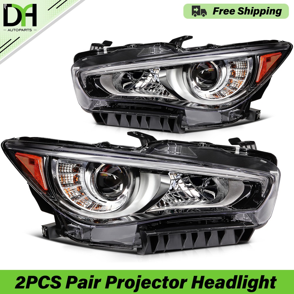 [2PCS/PAIR] For 2014-2022 INFINITI Q50 Seduction Full LED Headlights w/ LEDDRL-image