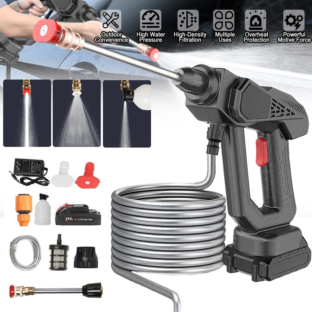 300W 21V Cordless Stainless Steel High-Pressure Car Wash Gun