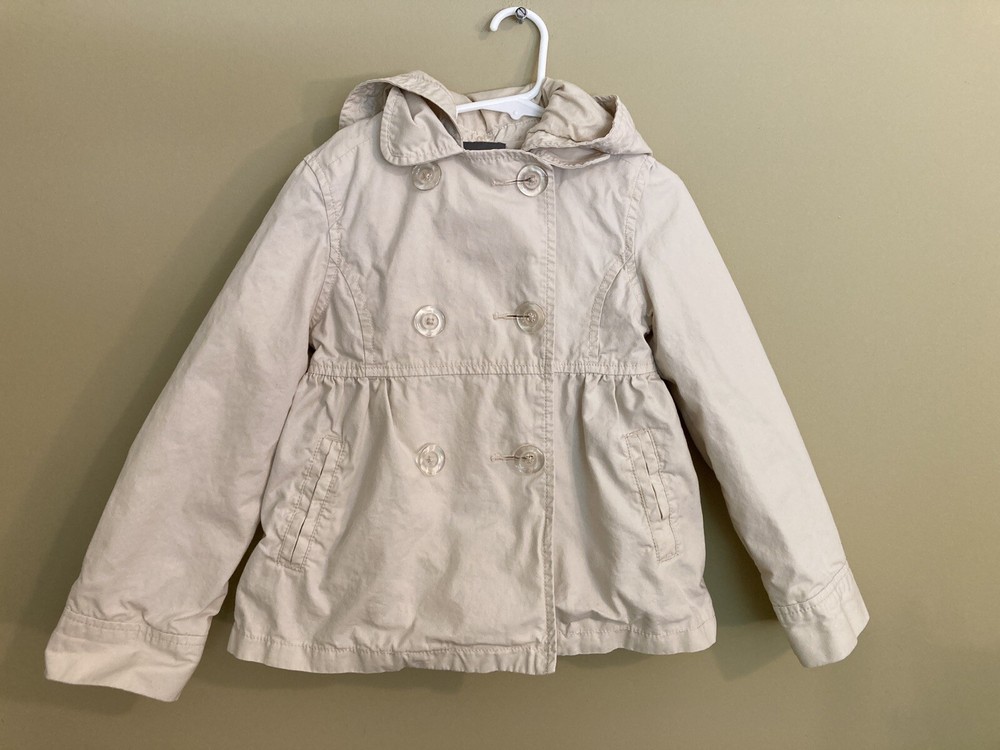Gap Kids Girls Small 6/7 Medium Weight Jacket Beige Removable Hood