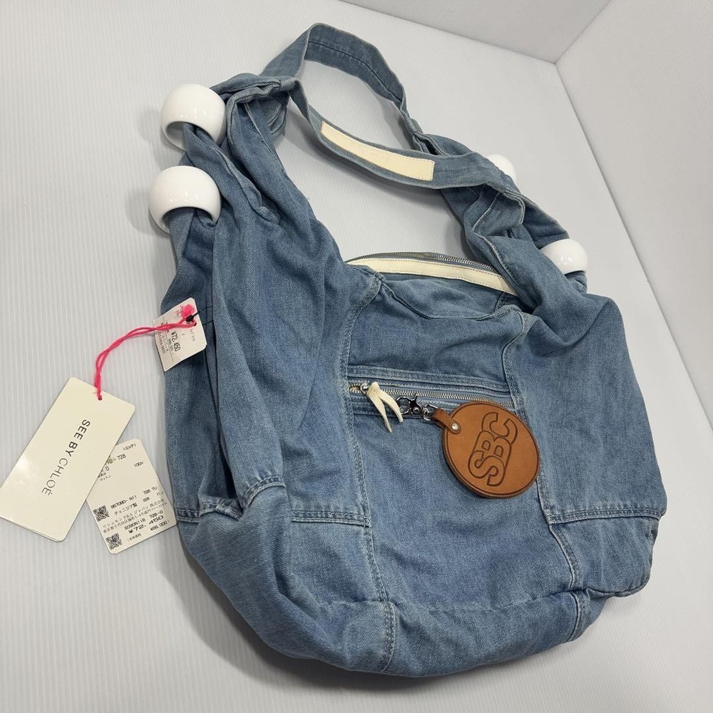 See By Chloe Blue Denim Ring Around Shoulder Tote Bag