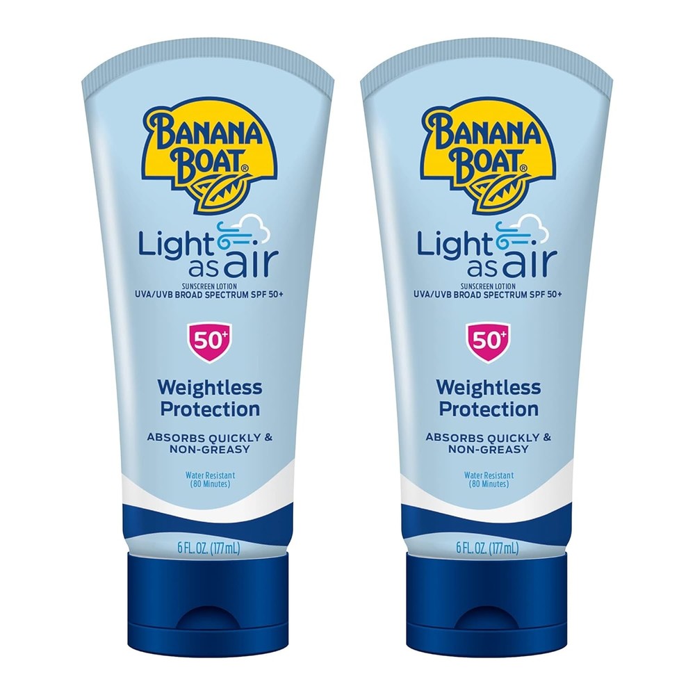 Banana Boat Light As Air Sunscreen Lotion SPF 50 Twin 6 Fl Oz (Pack of 2)