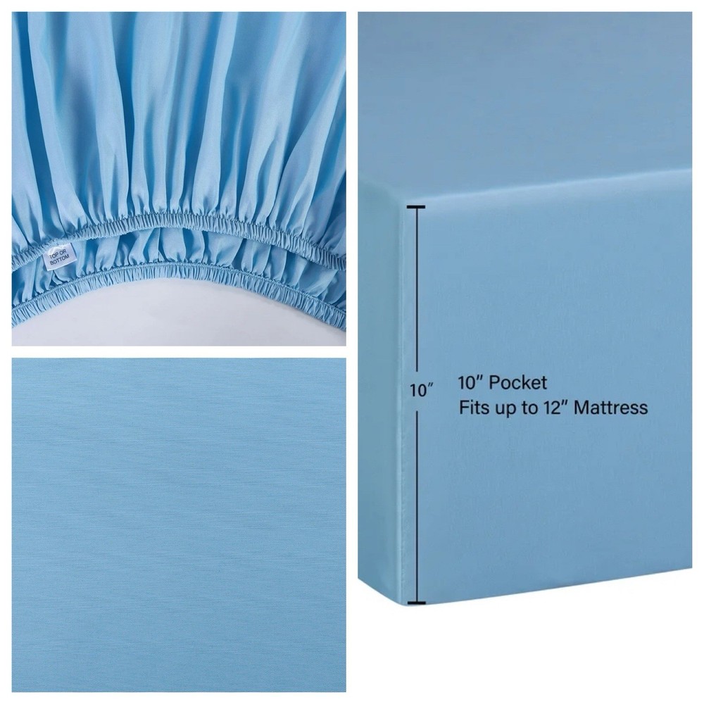 Light Blue Microfiber Polyester Fitted Sheet/Mattress Covers NWOT Full Size