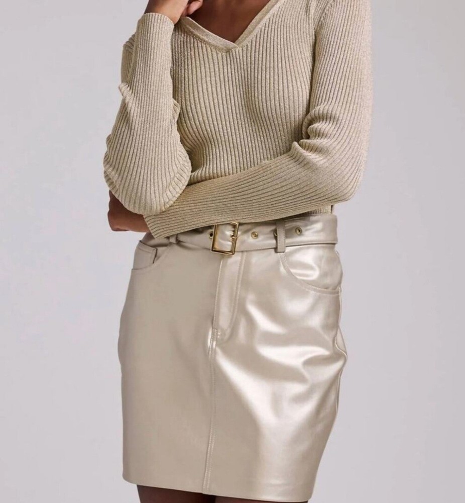 Generation Love Women's Gold Vegan Leather Skirt Size 0  NWT