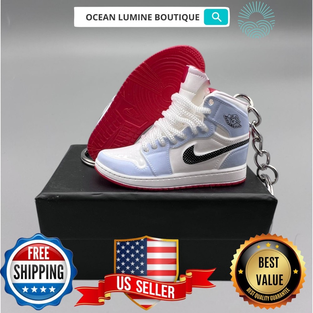 Air Jordan 3D Mini Sneaker Keychain, Basketball Sneaker Collectible, Box Options