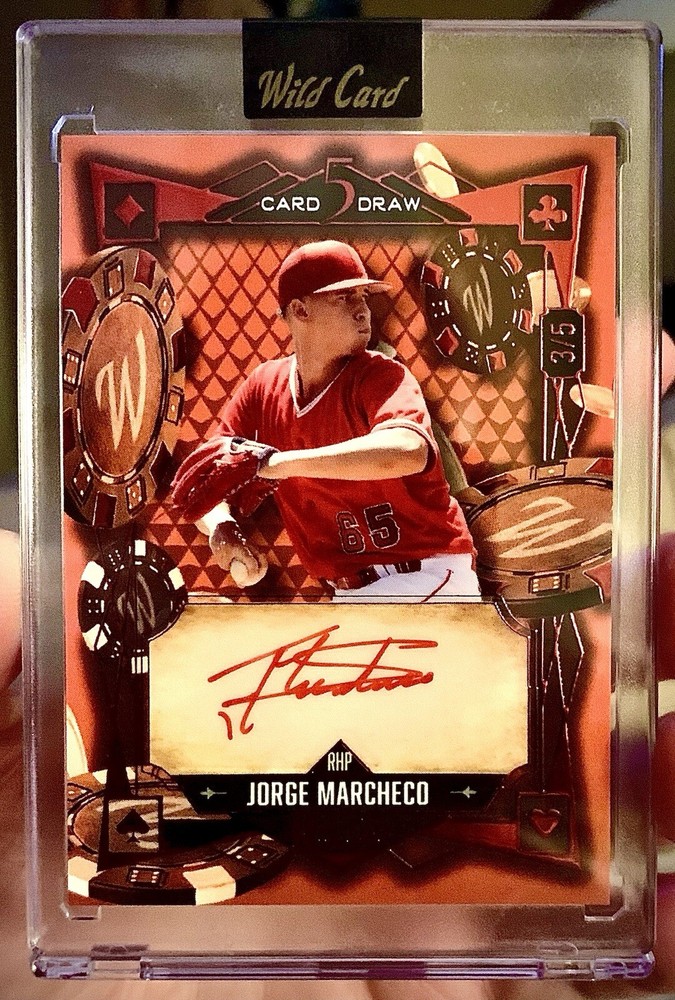 Jorge Marcheco 2024 Wild Card 5 Card Draw Orange-Rainbow Foil Auto 3/5 Nationals