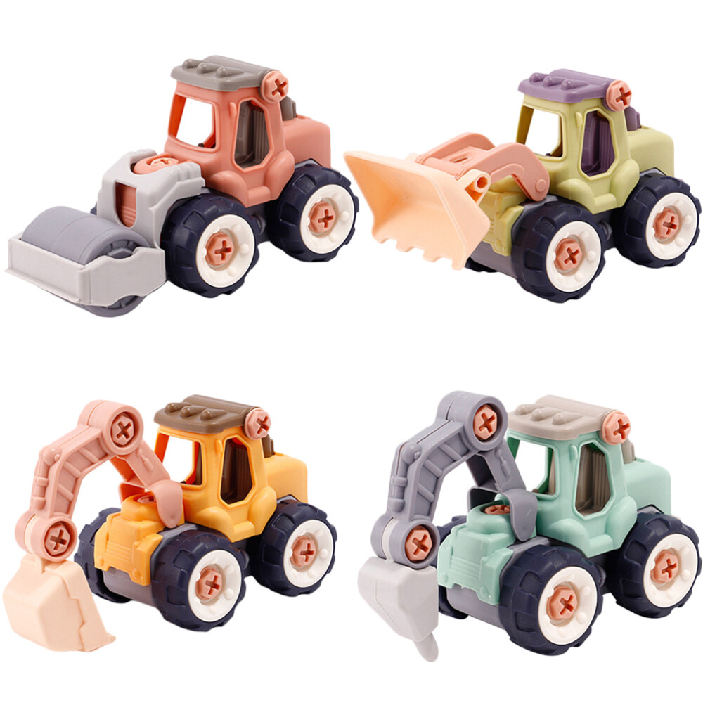 4 Pcs Crane Truck Toy Flatbed Construction Vehicle Assorted Color Toys Child