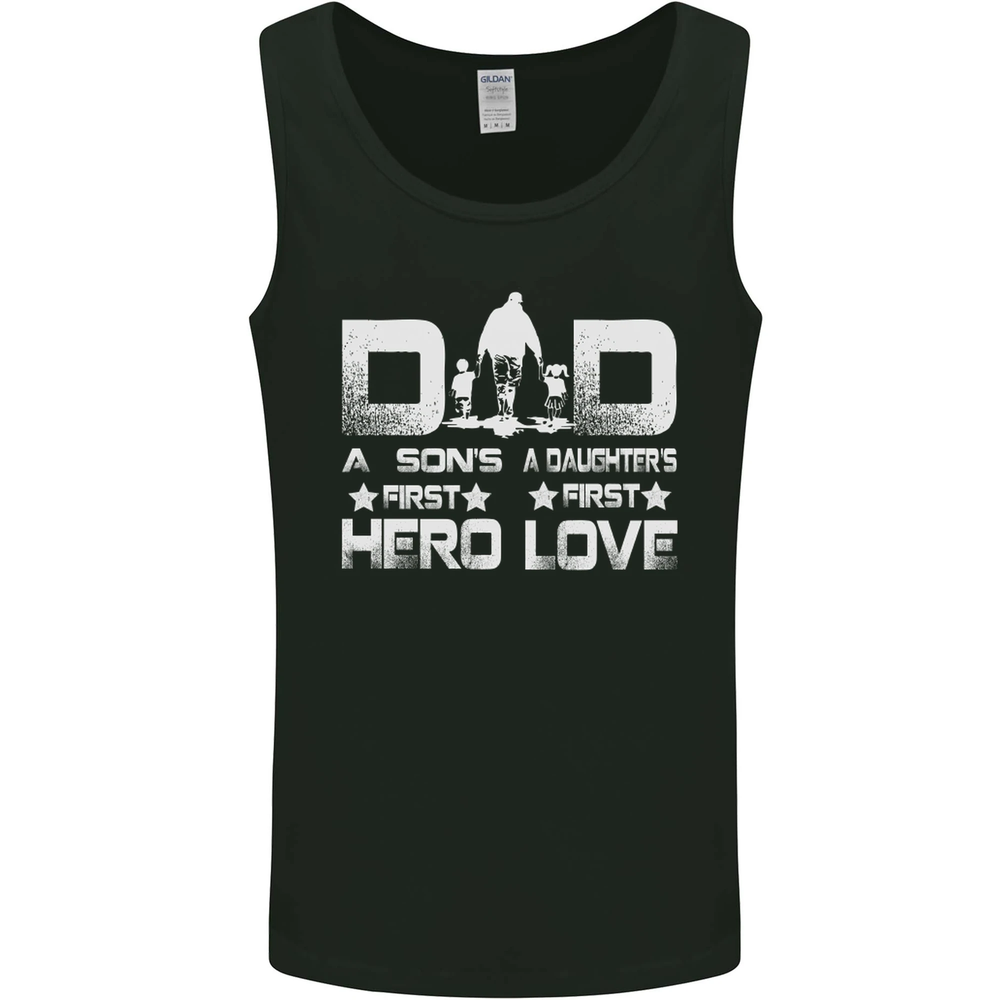 Fathers Day Son Hero Daughter Love Dad Mens Vest Tank Top-image
