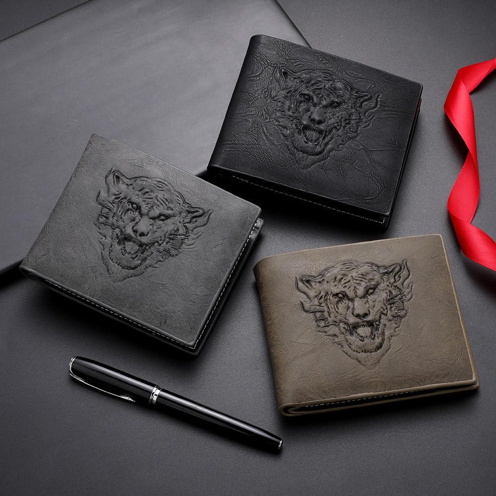 Slim Modern Tiger Leather Wallet Credit Card Holder for Men Multicolor