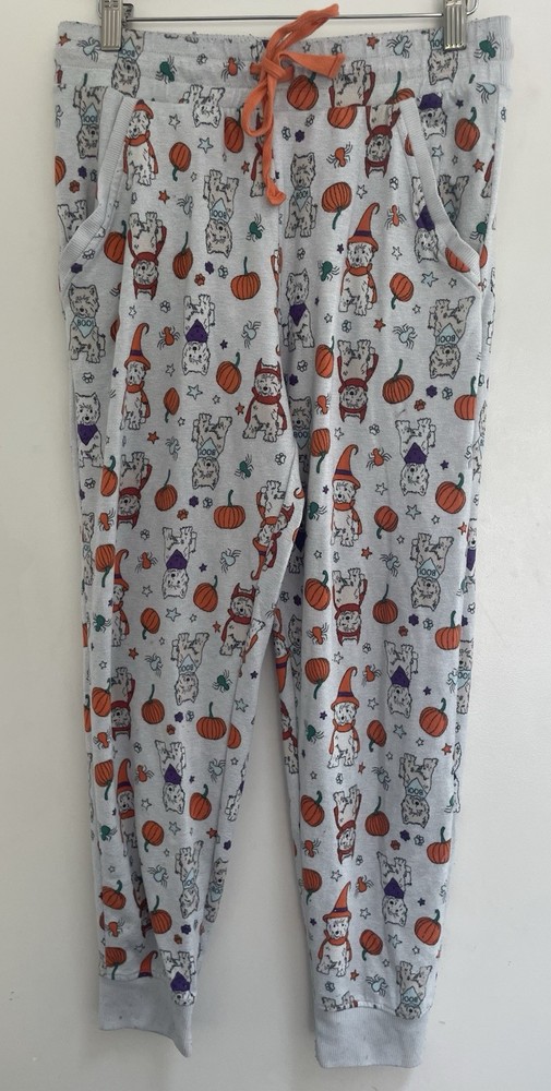 Jaclyn Intimates Women's Cute Dogs Halloween Adjustable Waist PJ Pants Beige S