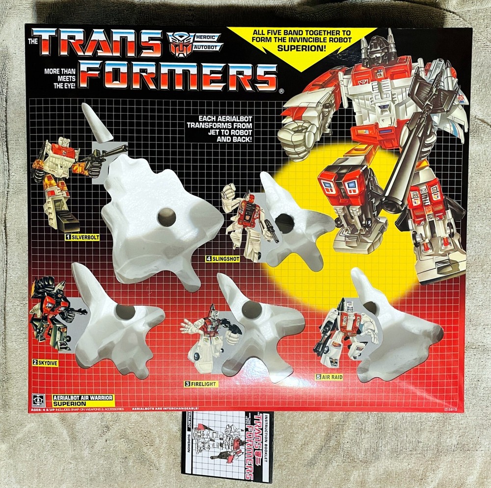TRANSFORMERS G1 AUTOBOT AERIALBOTS SUPERION GIFTSET BOX, FOAM, & MANUAL NEW!
