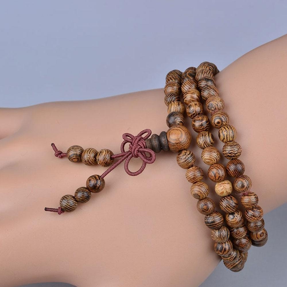 Mala Prayer Bracelet 108 Wooden Beads Tibetan Buddhist Man Yoga Wood B