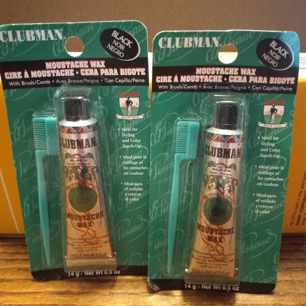 2 Pack Clubman Moustache Wax Black 0.5 oz