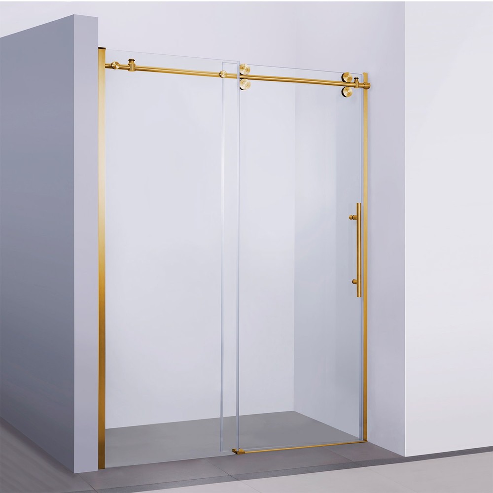 Miseno MSD-MASS-6076-SS 76H x 60W Gold Semi-Frameless Sliding Shower Door