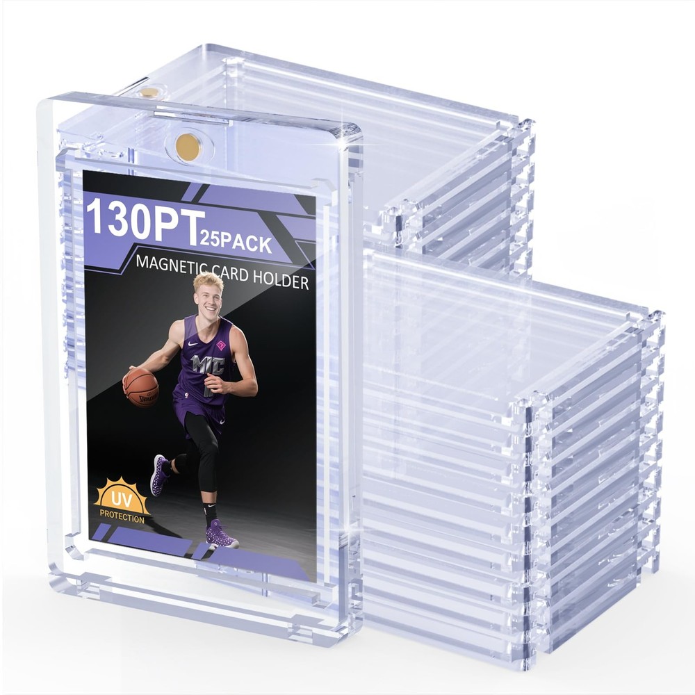130PT 25-Pack Magnetic Trading Card Holders – Secure One-Card Touch Protectors