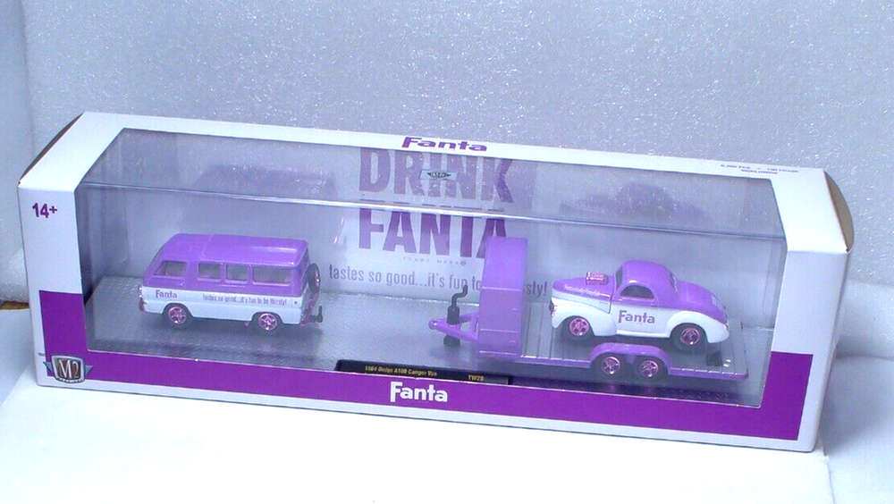 M2 Machines Fanta Purple Chase 1964 Dodge A100 Auto Hauler 1:64 Diecast Set
