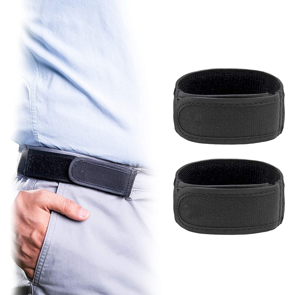 2x No Buckle Belts For Men Women Elastic Side Adjustable Waist Belt Button-Free