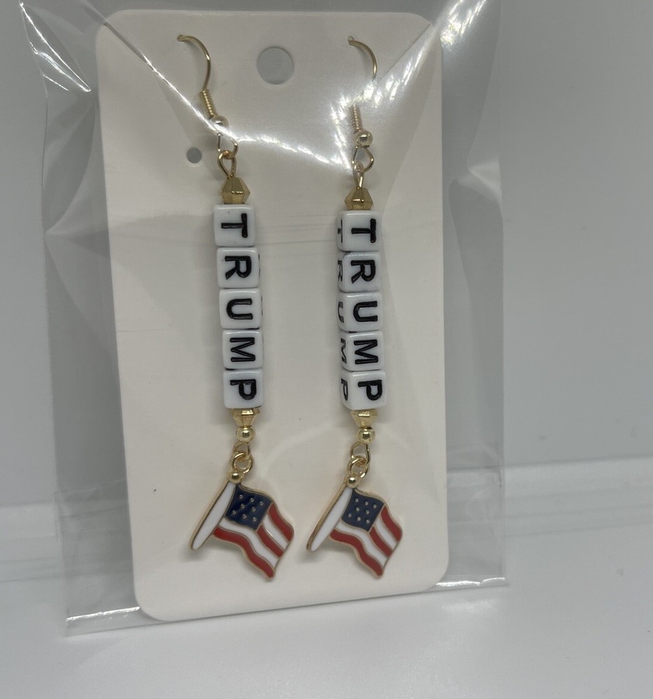 2024 Trump Earrings Show Patriotism with Stylish USA Design