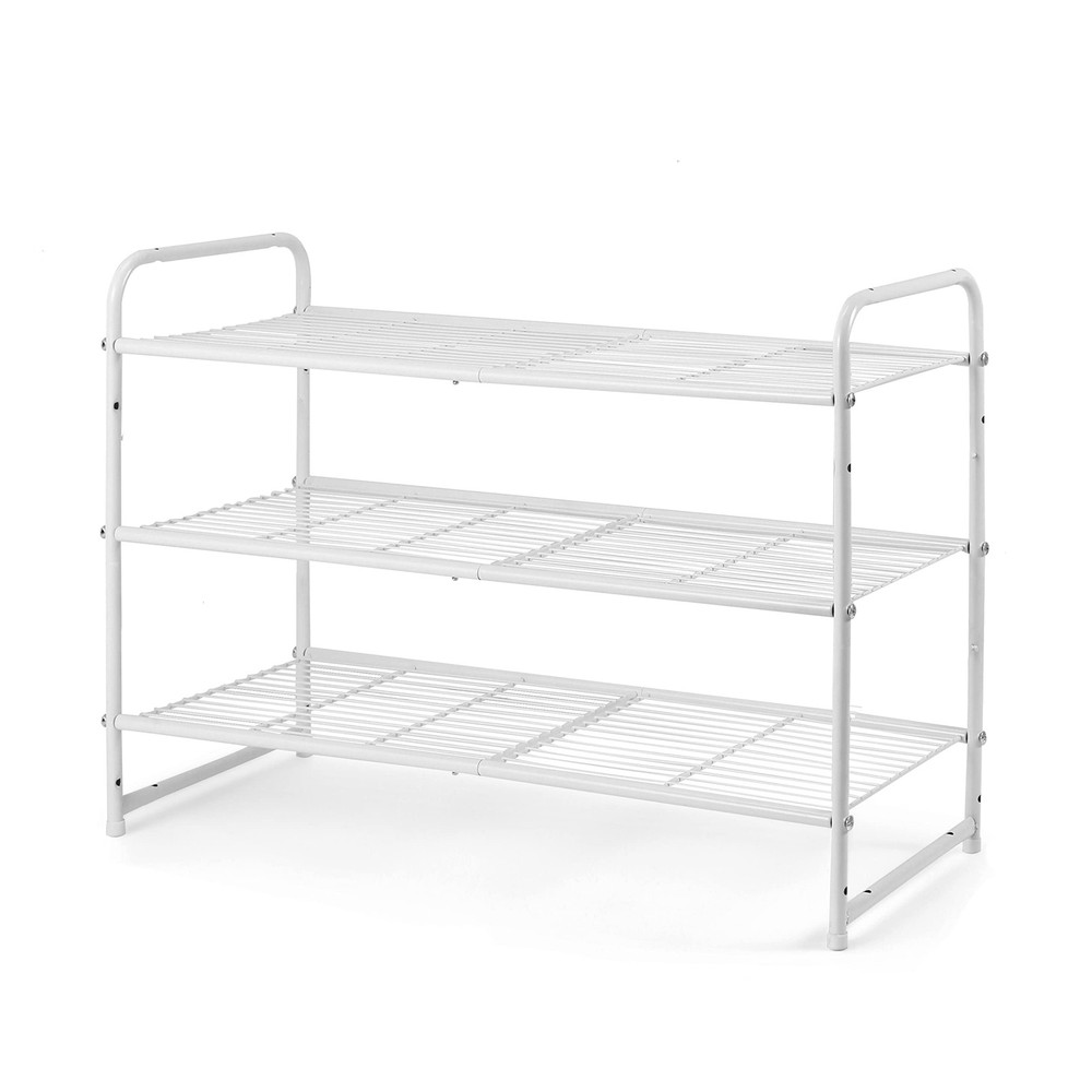 3-Tier Stackable Shoe Rack, Expandable & Adjustable Shoe Shelf Storage Organi...