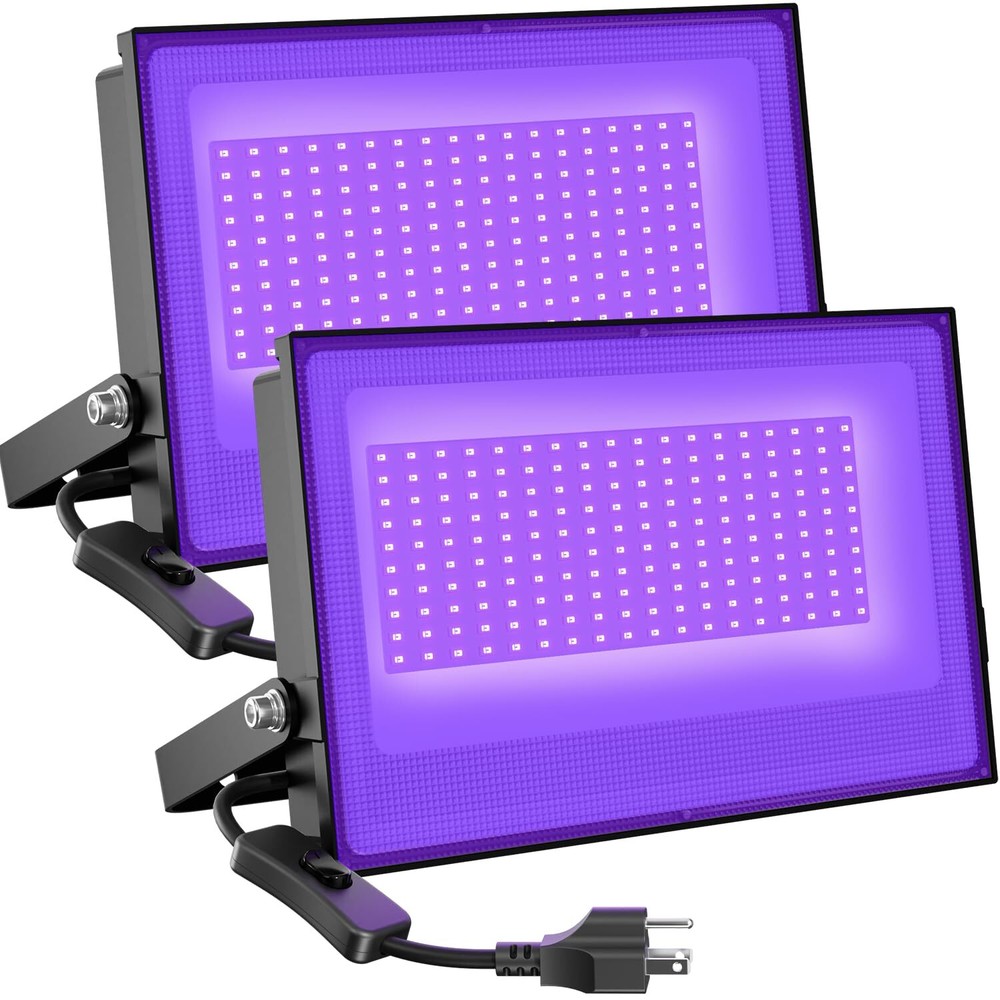 2 Pack 100W LED Black Light, Blacklight Flood Light with Plug, IP66 Waterproo...
