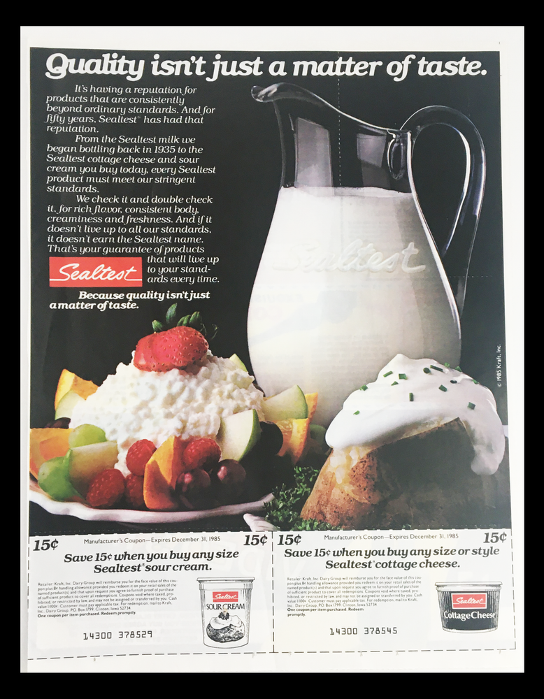 1985 Sealtest Sour Cream Vintage Coupon Ad Retro Grocery Savings-image