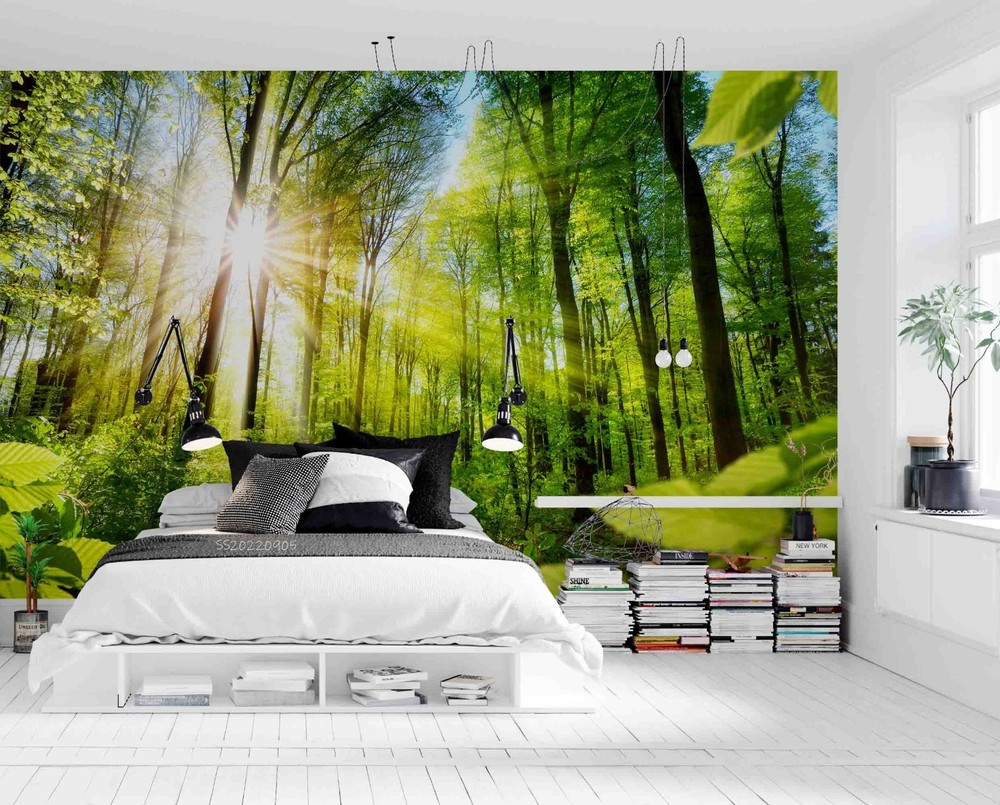 3D Sunlight Green Forest Scenery Wall Murals Wallpaper Murals Wall Sticker
