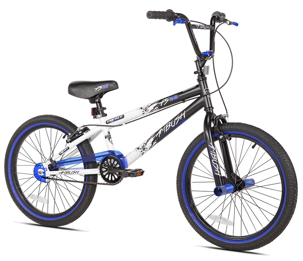20 Inch Ambush BMX Freestyle Bike for Kids Ages 7-14 with Blue Tires