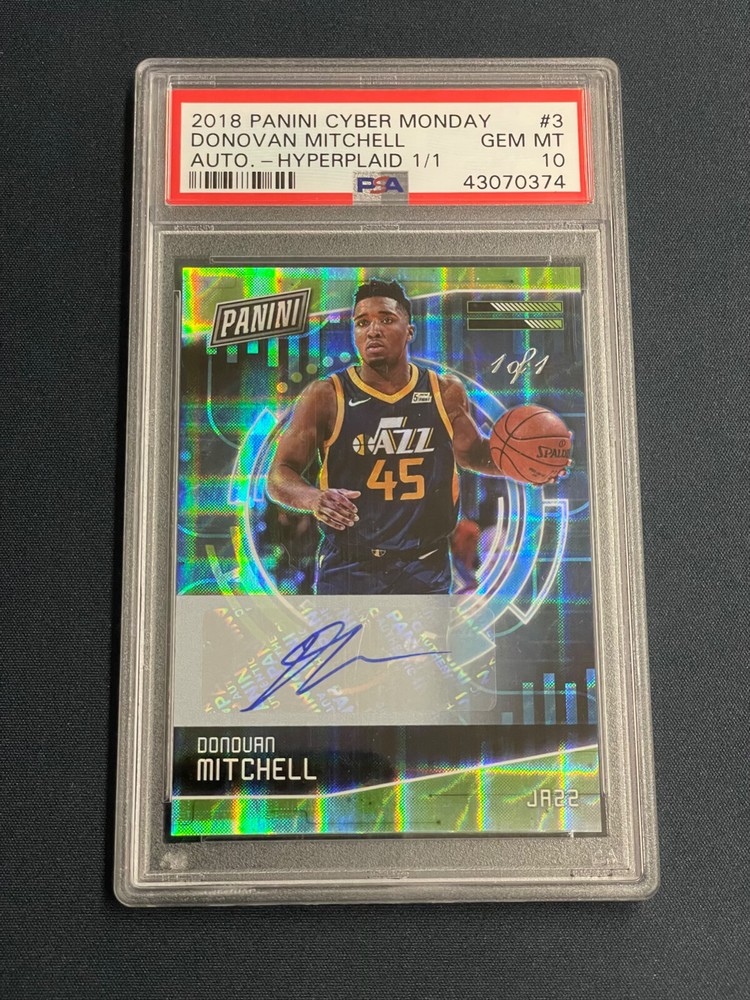2018 Panini Cyber Monday Donovan Mitchell Auto Hyperplaid 1/1 Psa 10-image