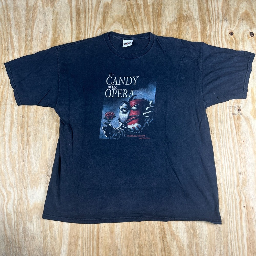 Vintage M&M's World The Candy Of The Opera Graphic Black T-Shirt Men's Small 90s