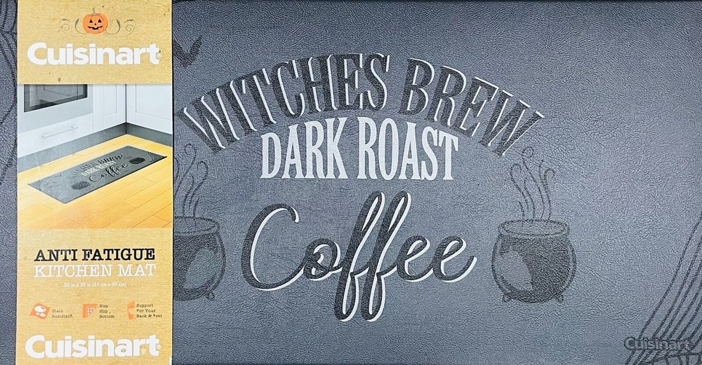 Cuisinart Halloween Anti-Fatigue Kitchen Mat 20x39 in Witches Brew Dark Roast
