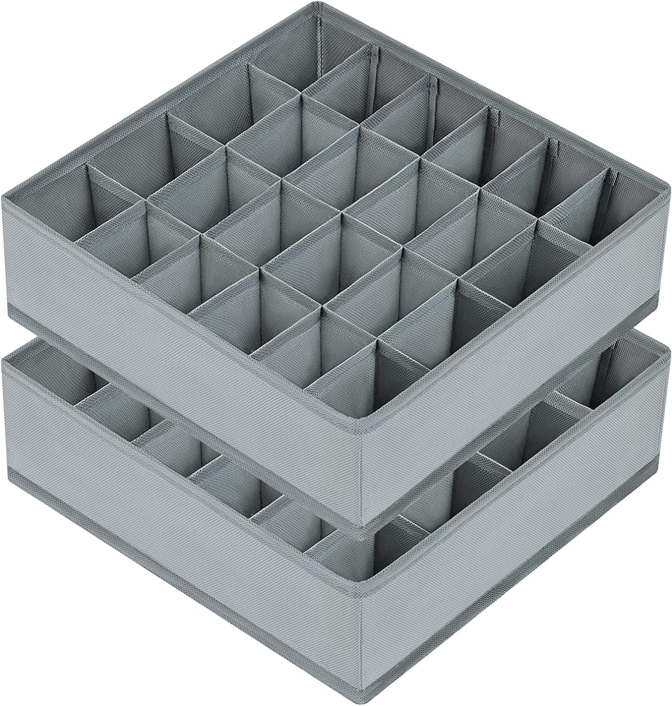 2-Pack Sock & Underwear Organizer with 24 Cells for Drawer Closet Storage