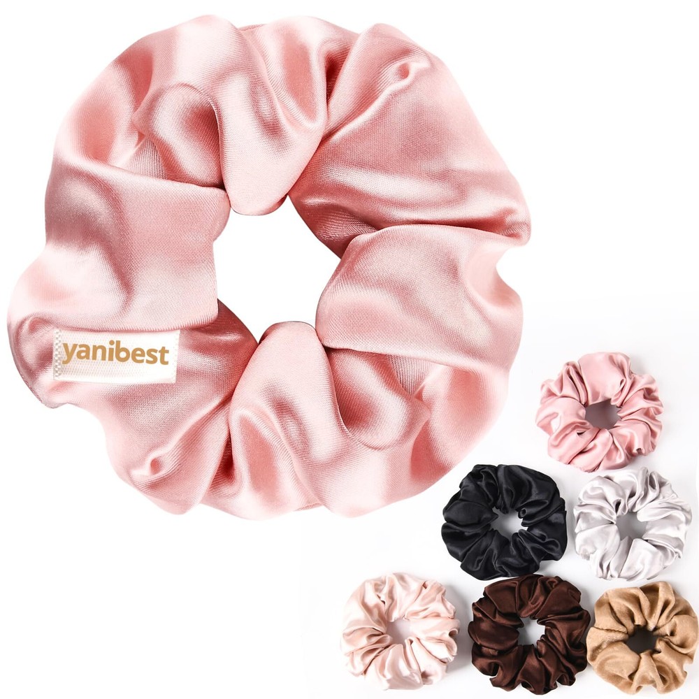 YANIBEST 6-Pack Glossy Satin Scrunchies for Damage-Free Hair Styling