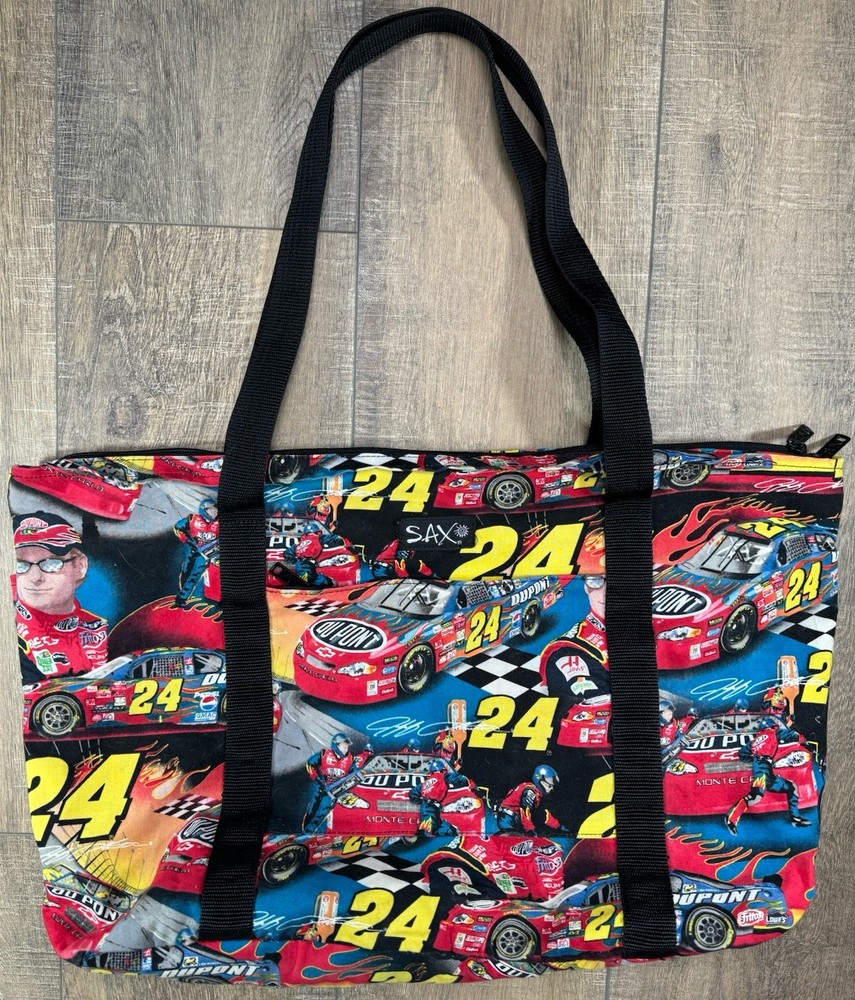 Vintage Y2K Jeff Gordon #24 NASCAR AOP Racing SAX Crossbody Purse Zip Tote Bag