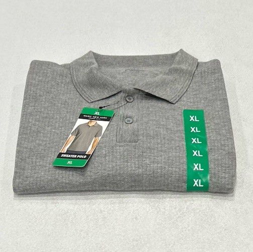 Andrew Marc by Marc New York Men's Sweater Polo Shirt, Gray, Size XL