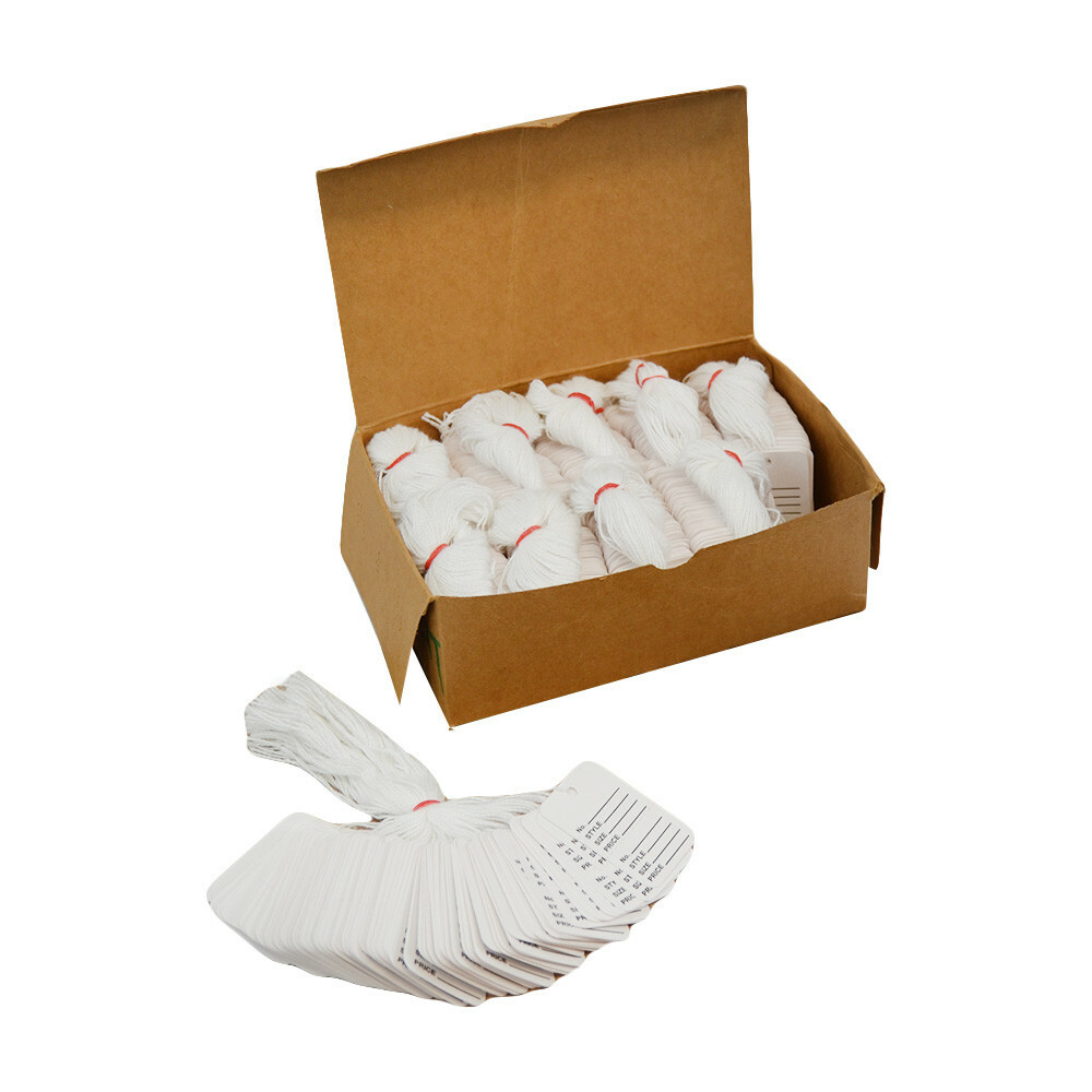1000-Piece White Perforated Label Cards with Strings for Pricing and Coupons-image
