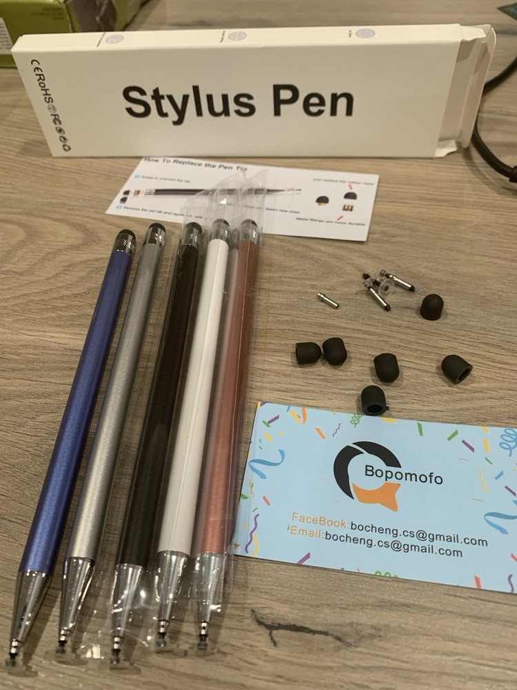 Bopomofo 2-in-1 Stylus Pen Set of 5 Colors with Free US Shipping