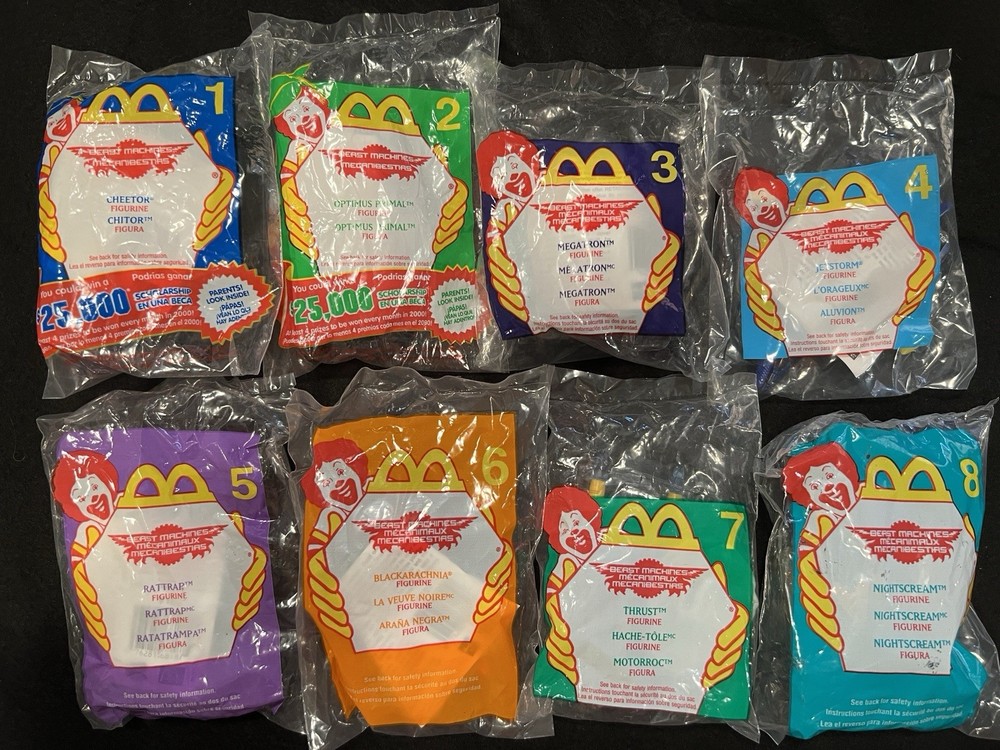 McDonalds Happy Meal Toy Set 2000 Beast Machines Rare 8pc Sealed NIP
