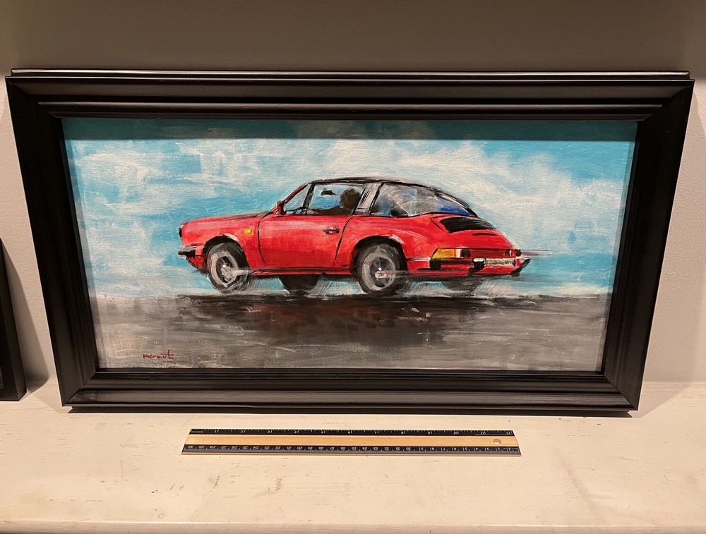Porsche 911 Carrera Targa Red Sport Classic Car Art Print for Collectors