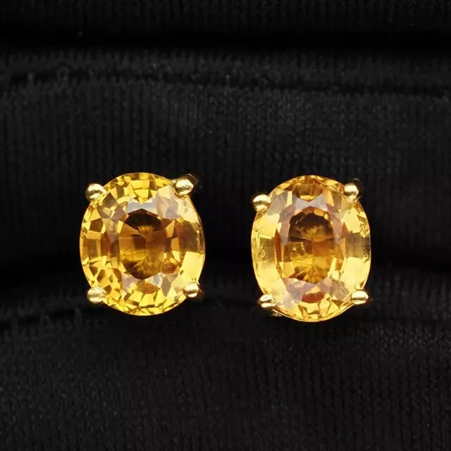 2Ct Oval Cut Simulated Yellow Citrine Unisex Christmas Stud 14KYellowGold Plated