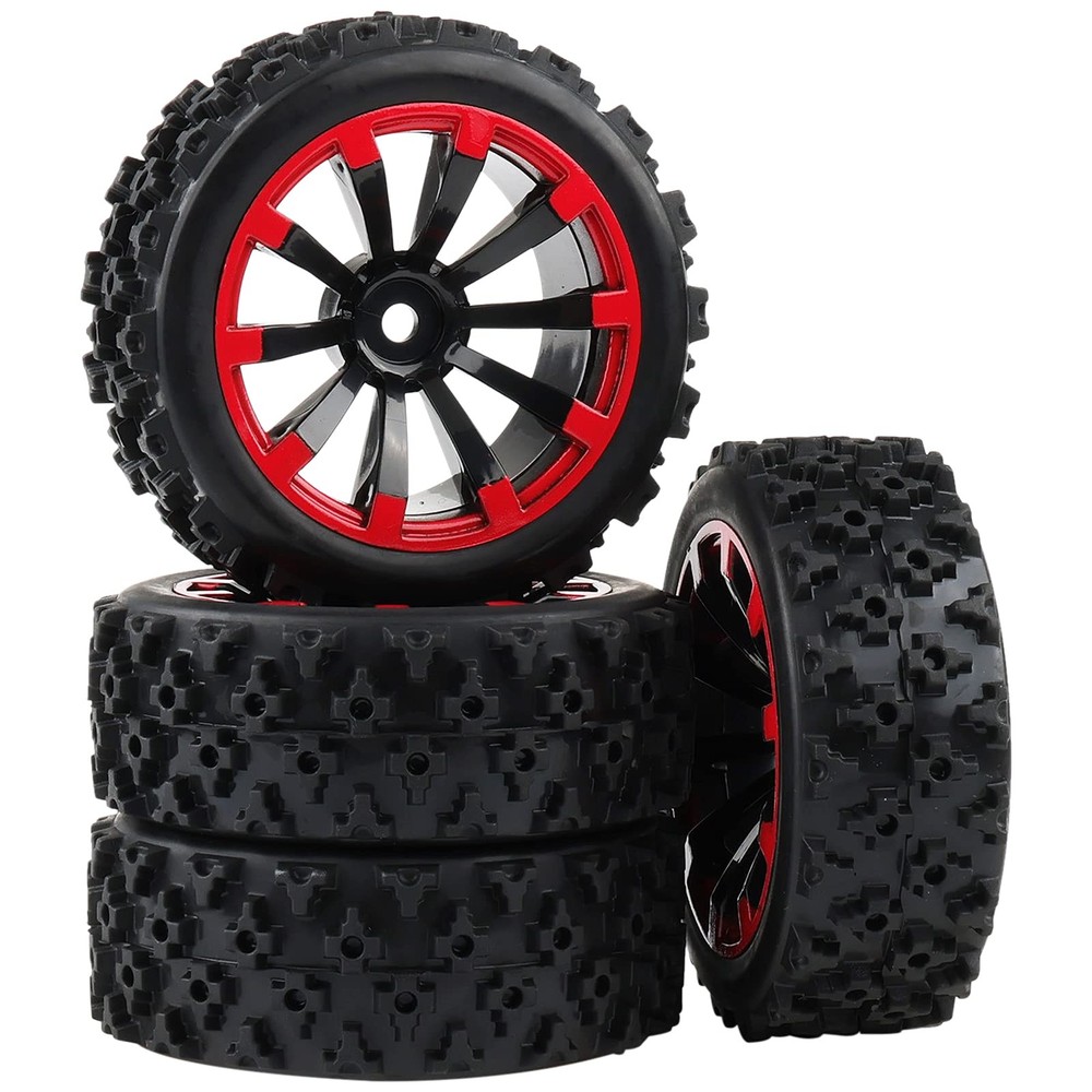 1/10 RC Car Tires with 12mm Hex Wheels Fit 1/12 to 1/18 Buggy and Truck