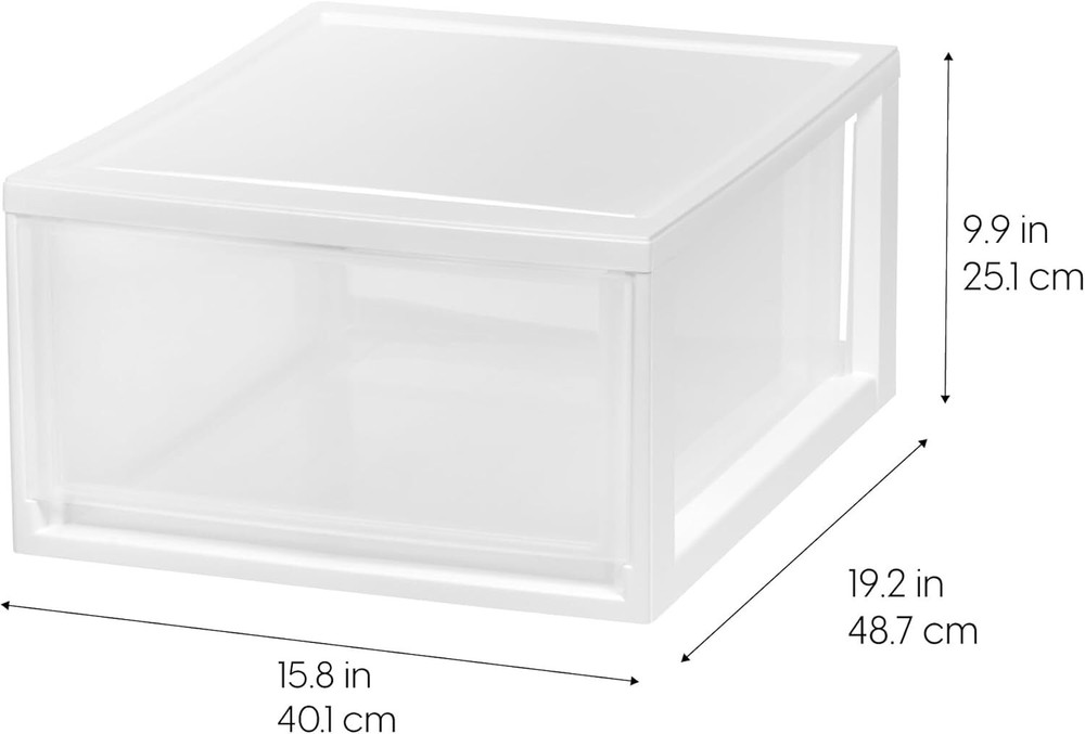 Plastic Drawer Storage Organizer Stacking Drawers, 2-Pack,White