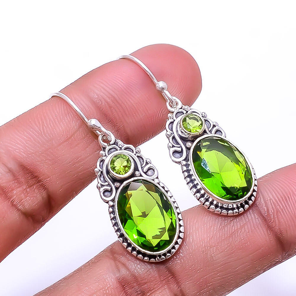 Peridot 925 Sterling Silver Bali Earring 1.56