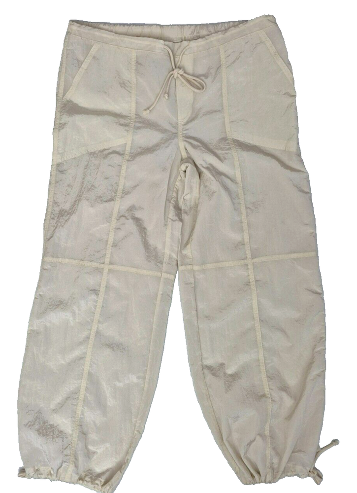 Wild Fable Women's High Rise Wide Leg Parachute Pants Light Beige Large - New