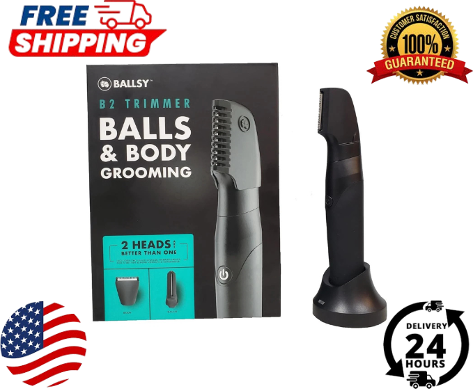 Ballsy B2 Men's Groin & Body Trimmer with 2 Quick Change Heads, Waterproof Design