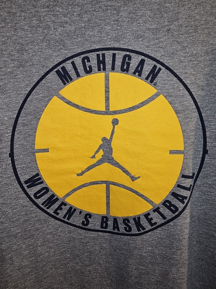 Nike University Of Michigan Xl Mens Gray Graphic Logo Tshirt NCAA