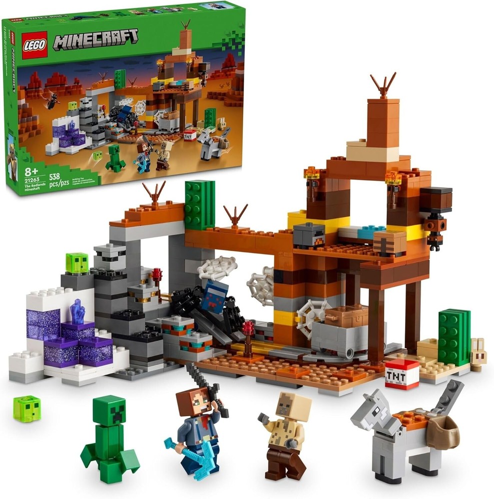 LEGO Minecraft The Badlands Mineshaft Video Game Toy Mining 538 pcs (21263)