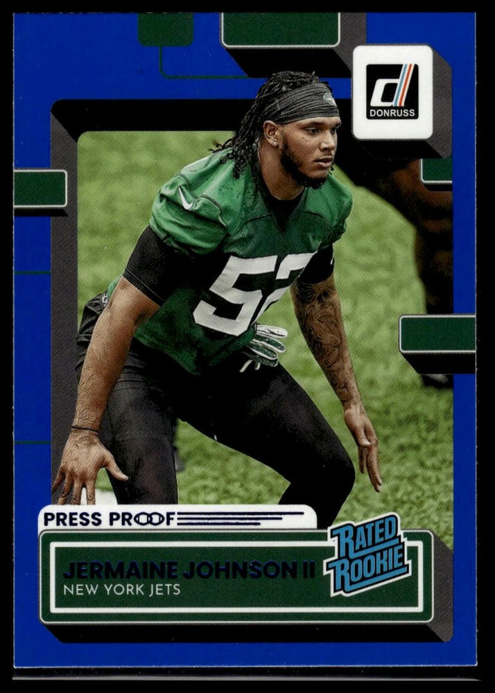 2022 Donruss #358 Jermaine Johnson II Blue Press Proof Rated Rookie