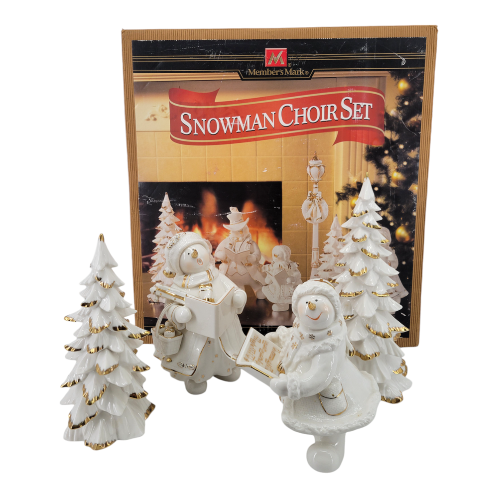 Members Mark Snowman Choir Porcelain Figurine Set Christmas Decor or Parts-image