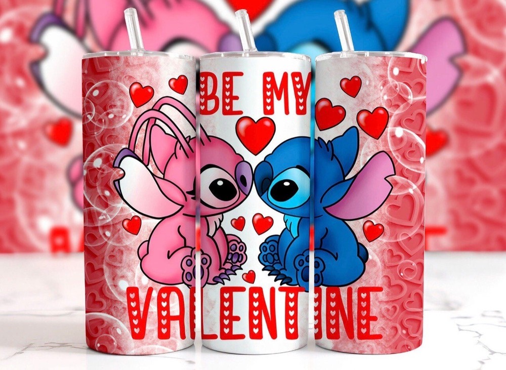 Be My Valentine Stitch 20oz Skinny Tumbler w straw double wall