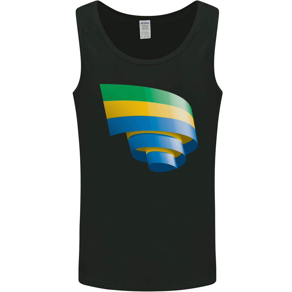 Curled Gabon Flag Gabonese Day Football Mens Vest Tank Top