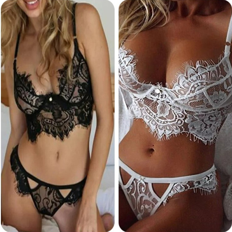 Women Sexy Lace Lingerie Bralette Bra Set Thong Underwear Nightwear pajamas